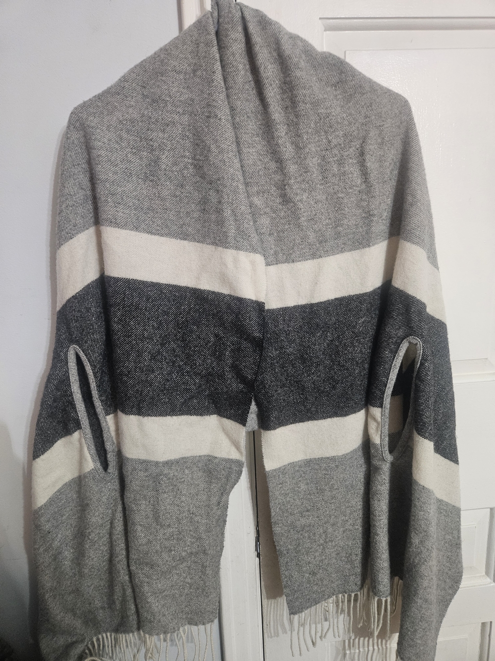Madewell Grey Wool Cape Scarf In Woodward Stripe